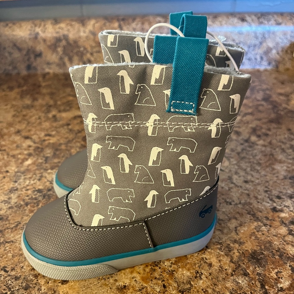 See Kai Run Gray and Teal Kids Boots